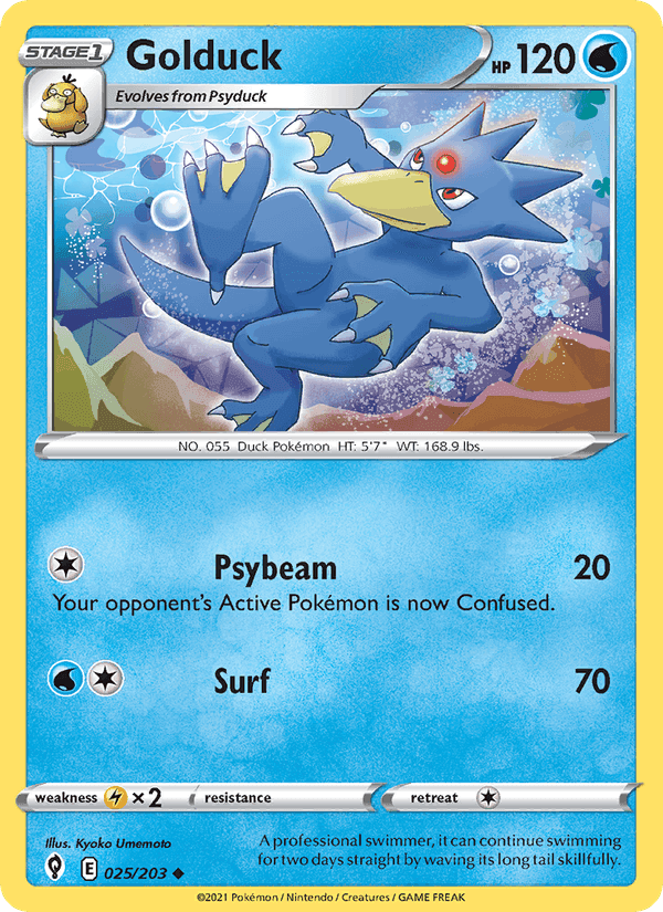 Golduck, card 25 from Evolving Skies