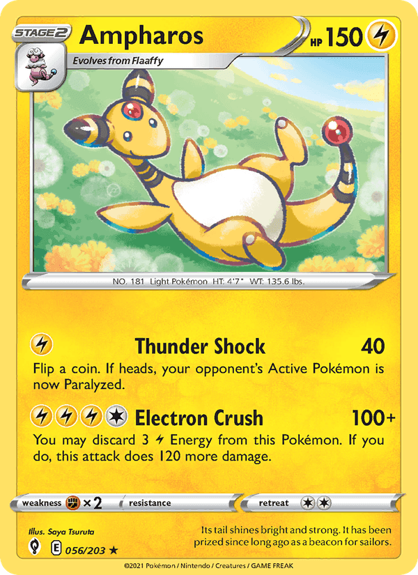 Ampharos, card 56 from Evolving Skies