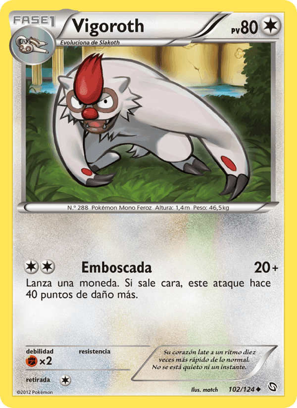Vigoroth, card 102 from Dragones Majestuosos