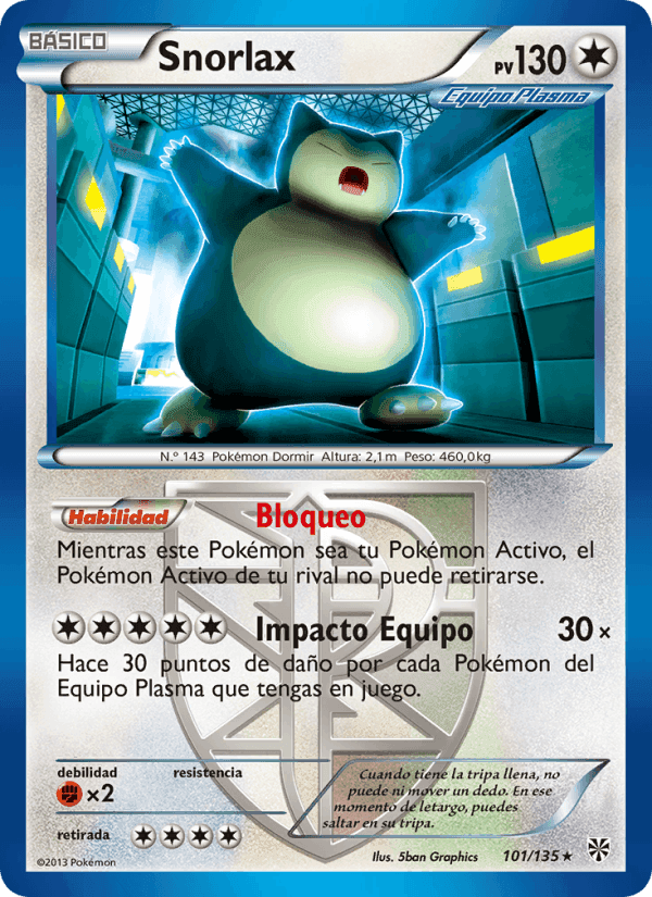 Snorlax, carte 101 de Tormenta Plasma