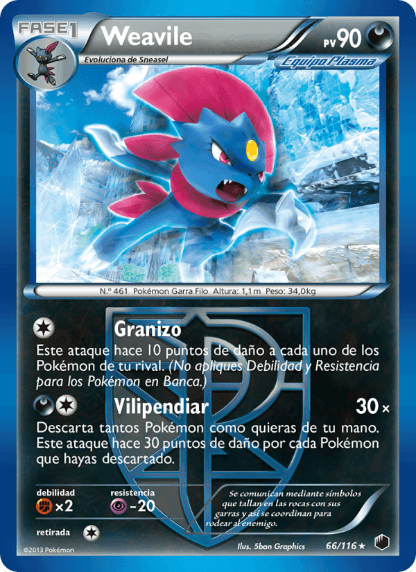 Weavile, carta 66 de Glaciación Plasma