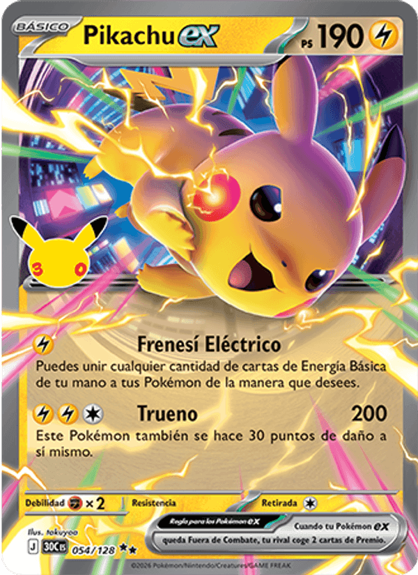 Pikachu ex, carta 054 de Celebración 30.º Aniversario