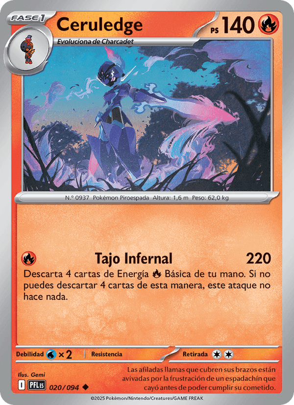 Ceruledge, carta 020 de Fuegos Fantasmales