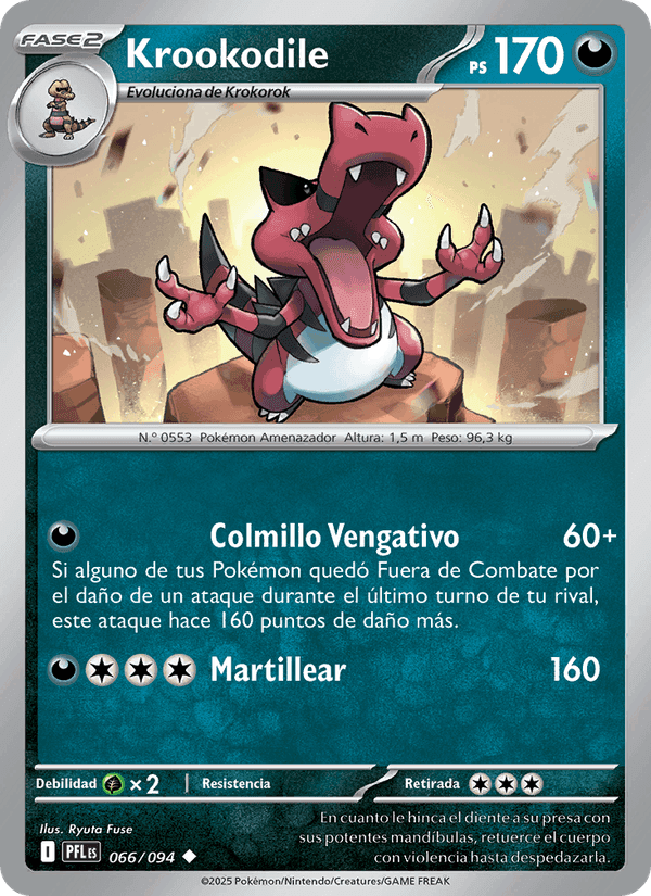 Krookodile, card 066 from Fuegos Fantasmales