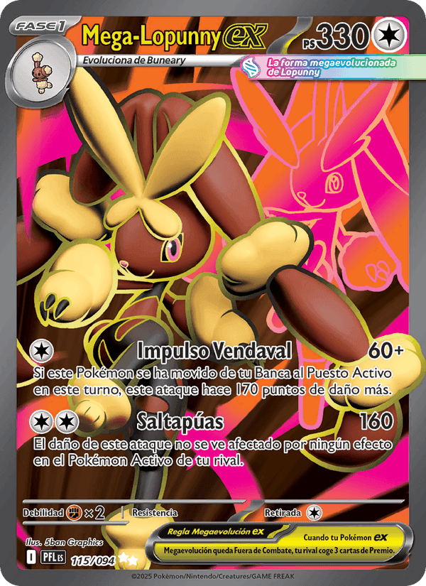 Mega-Lopunny ex, card 115 from Fuegos Fantasmales
