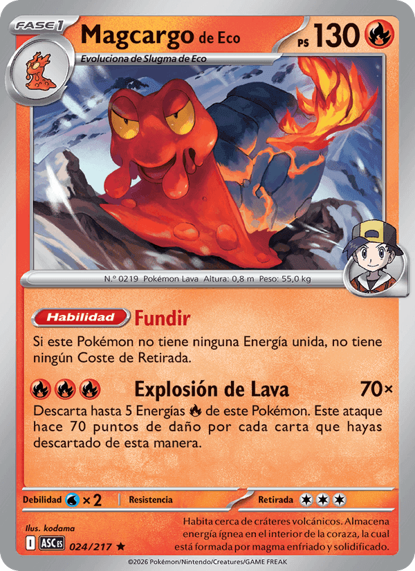 Magcargo de Eco, carta 024 de Héroes Ascendentes