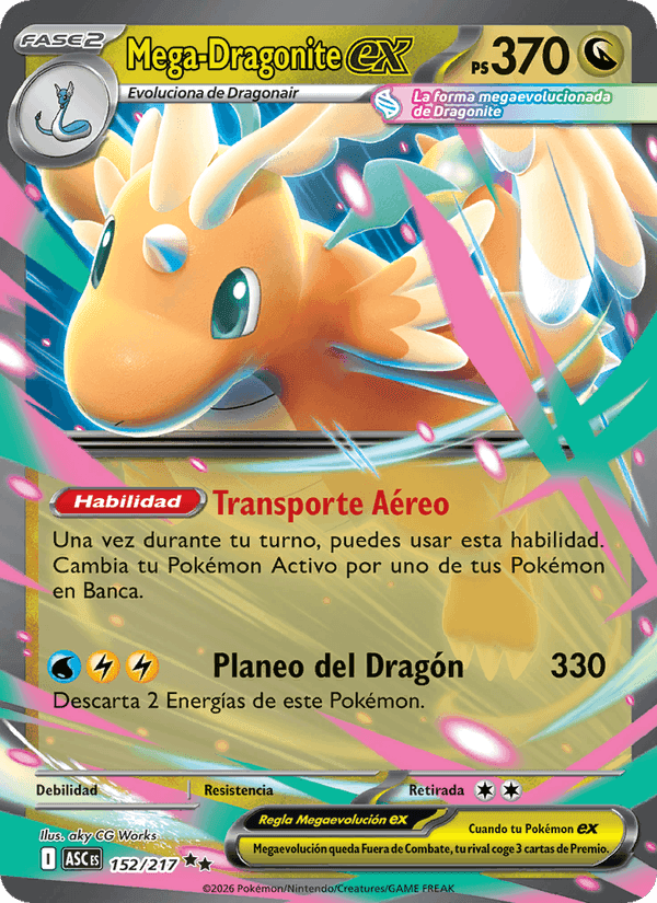 Mega-Dragonite ex, carta 152 de Héroes Ascendentes