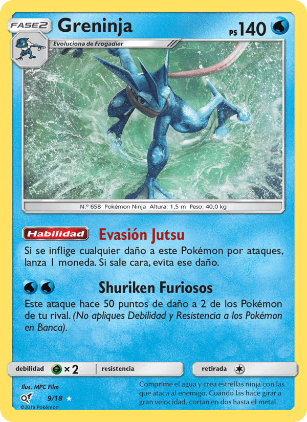 Greninja, carta 9 de Detective Pikachu