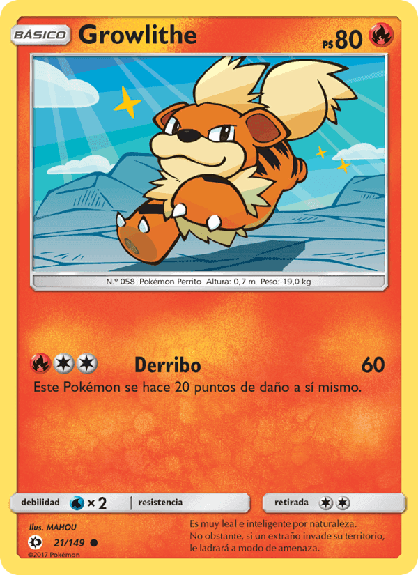Growlithe, carta 21 de Sol y Luna