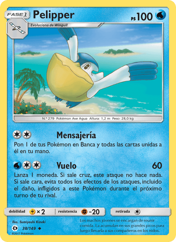 Pelipper, carte 38 de Sol y Luna