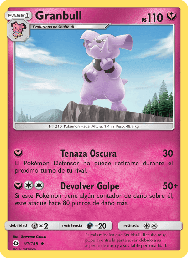 Granbull, card 91 from Sol y Luna