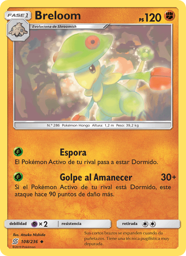 Breloom, card 108 from Mentes Unidas