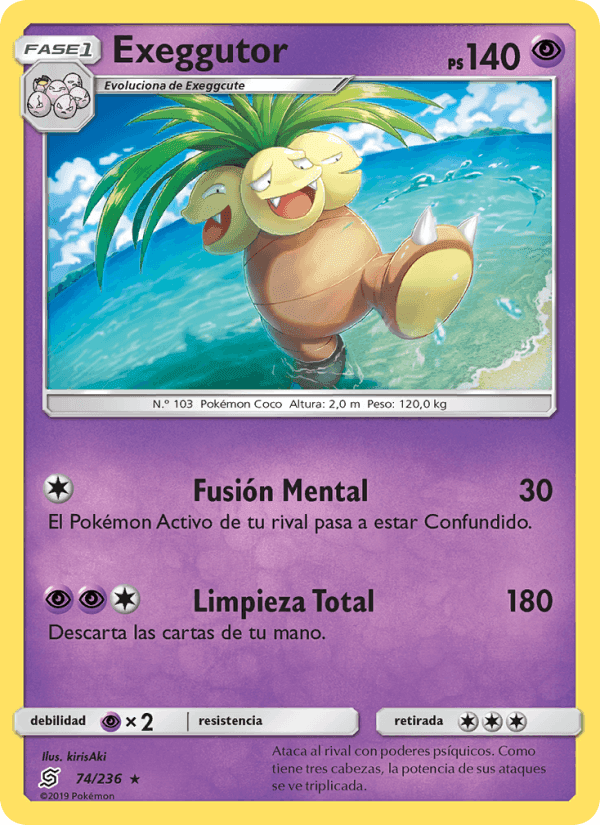 Exeggutor, card 74 from Mentes Unidas