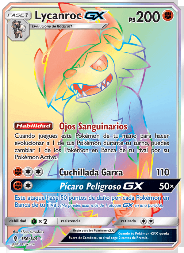Lycanroc GX, card 156 from Albor de Guadianes