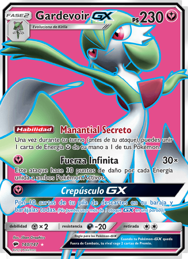 Gardevoir GX, card 140 from Sombras Ardientes