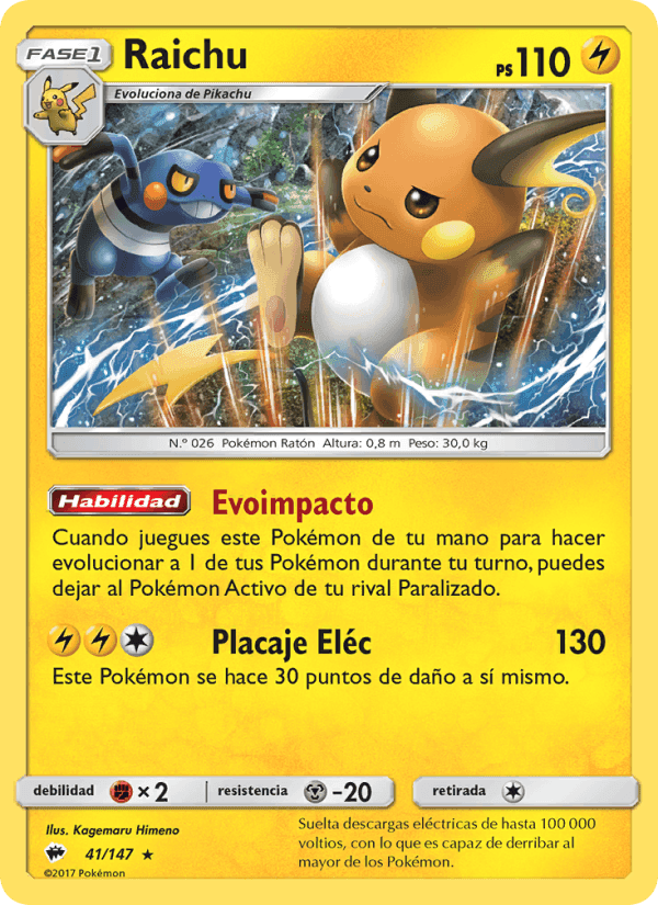 Raichu, carta 41 de Sombras Ardientes