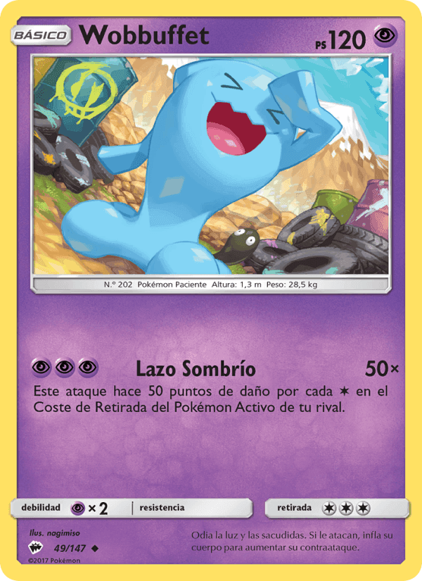 Wobbuffet, carta 49 di Sombras Ardientes