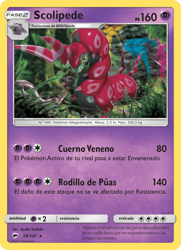 Scolipede, carta 58 de Sombras Ardientes