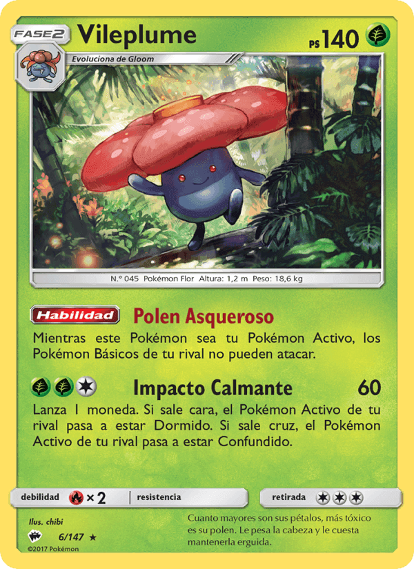 Vileplume, carta 6 di Sombras Ardientes