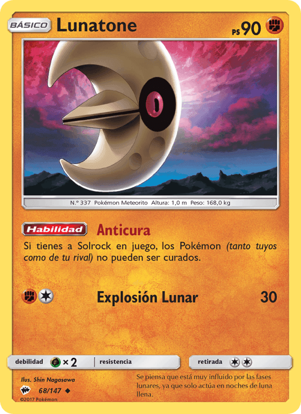 Lunatone, card 68 from Sombras Ardientes
