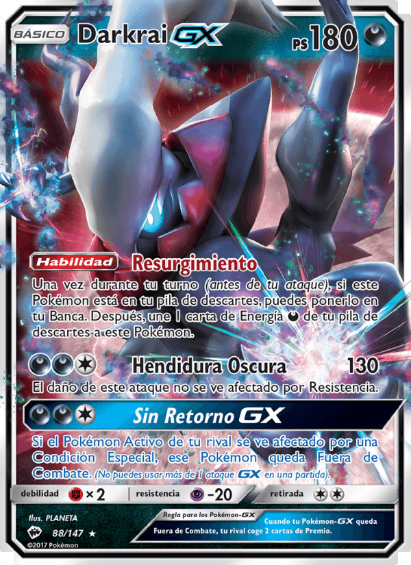 Darkrai GX, card 88 from Sombras Ardientes