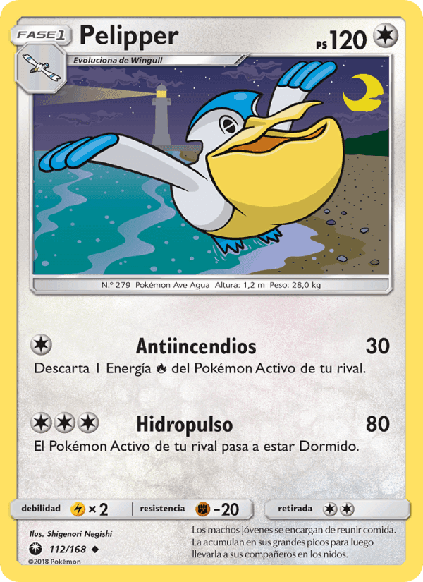 Pelipper, card 112 from Tormenta Celestial