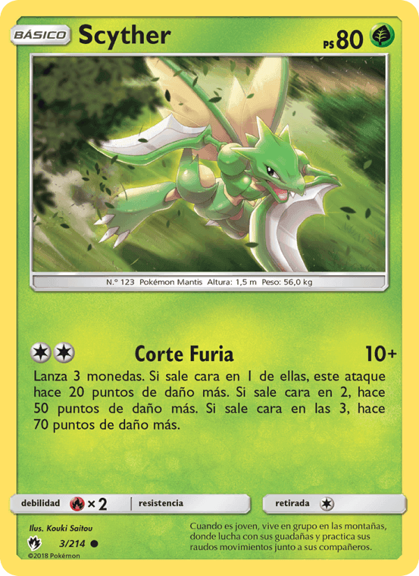 Scyther, carta 3 de Truenos Perdidos