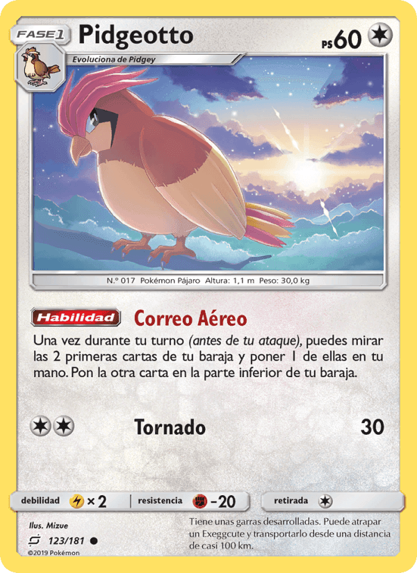 Pidgeotto, carta 123 de Union de Aliados