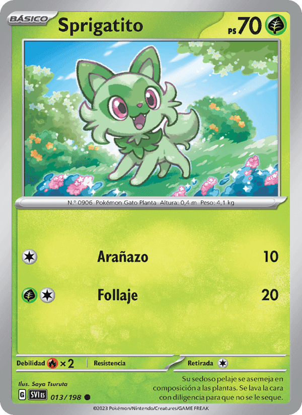 Sprigatito, carte 013 de Escarlata y Púrpura