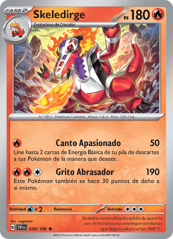 Skeledirge, carta 038 de Escarlata y Púrpura