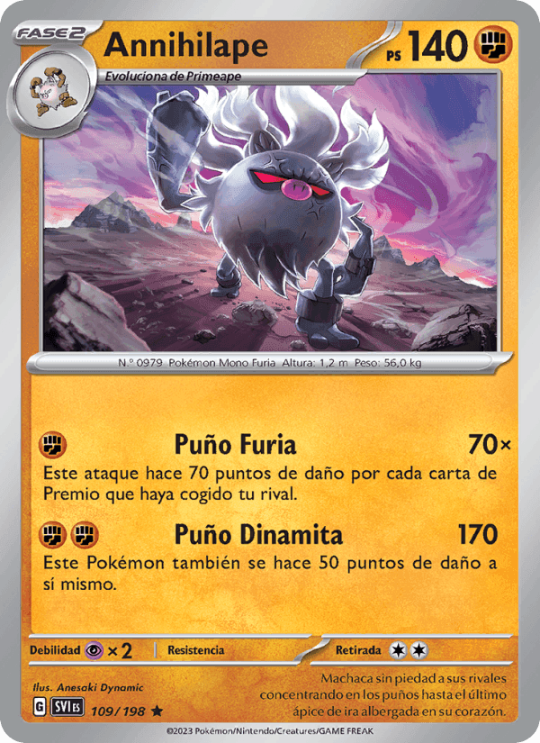 Annihilape, card 109 from Escarlata y Púrpura