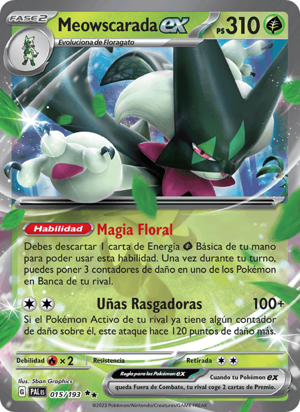 Meowscarada ex, carta 015 de Evoluciones en Paldea