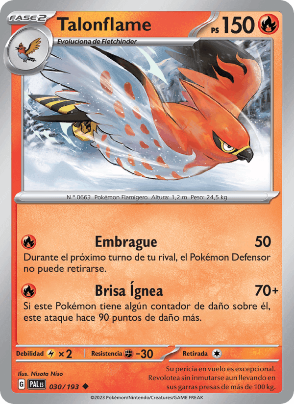 Talonflame, carta 030 de Evoluciones en Paldea