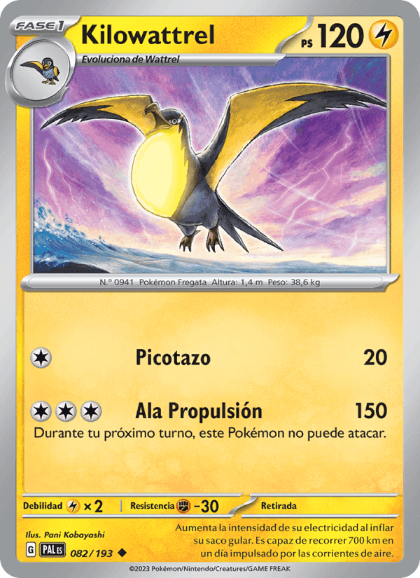 Kilowattrel, carta 082 de Evoluciones en Paldea