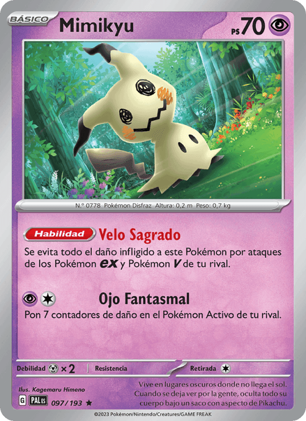 Mimikyu, card 097 from Evoluciones en Paldea