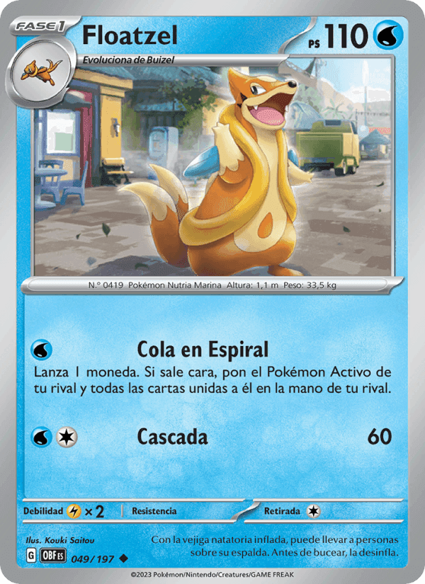 Floatzel, carta 049 de Llamas Obsidianas