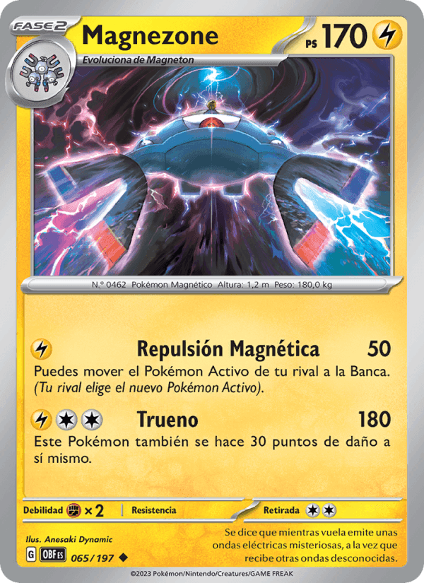 Magnezone, carta 065 di Llamas Obsidianas