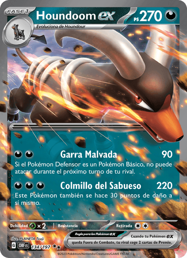 Houndoom ex, carta 134 de Llamas Obsidianas