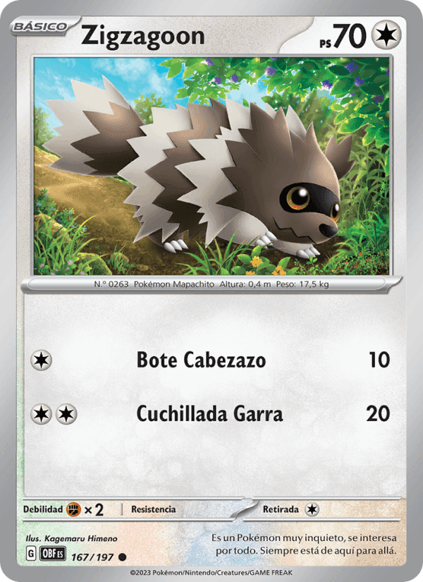Zigzagoon, carta 167 de Llamas Obsidianas