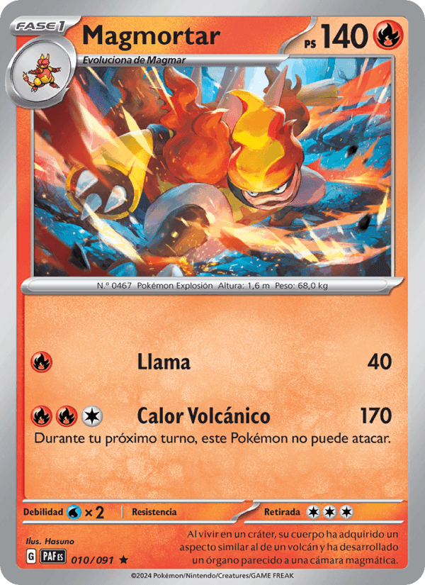 Magmortar, carte 010 de Destinos de Paldea