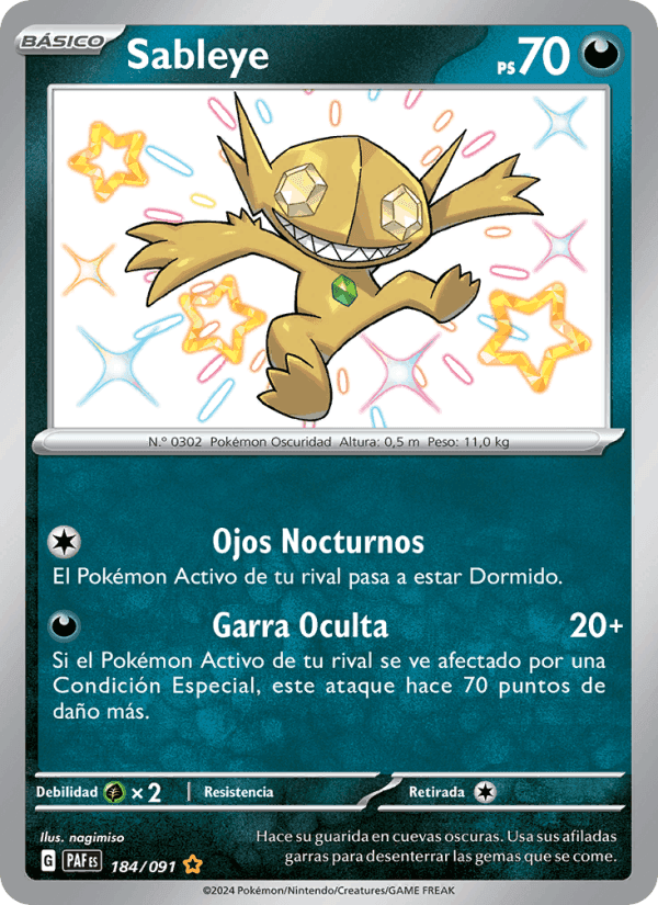 Sableye, card 184 from Destinos de Paldea