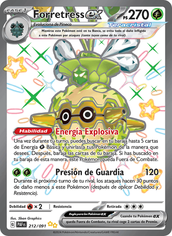 Forretress ex, card 212 from Destinos de Paldea