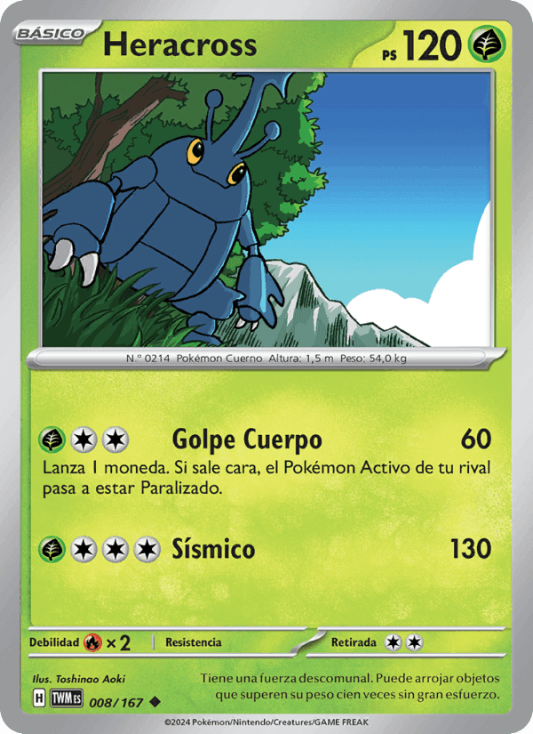 Heracross, carte 008 de Mascarada Crepuscular