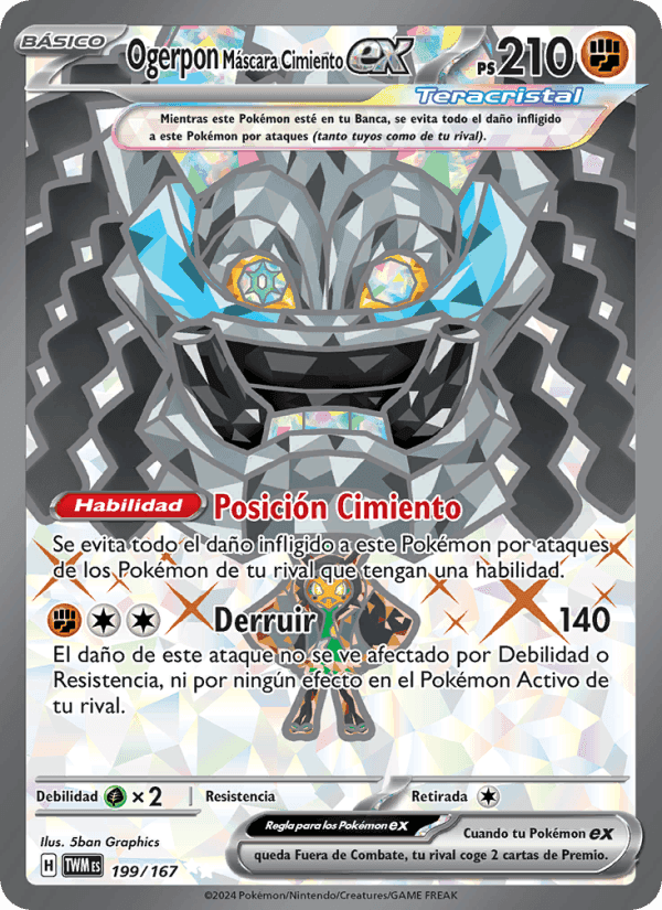 Ogerpon Máscara Cimiento ex, card 199 from Mascarada Crepuscular