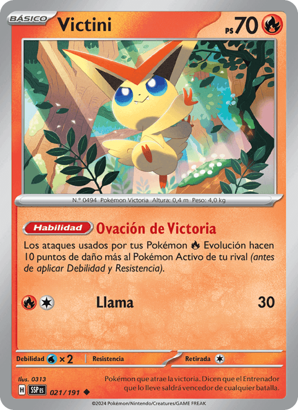 Victini, carta 021 de Chispas Fulgurantes