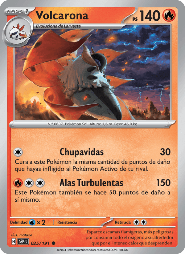 Volcarona, carte 025 de Chispas Fulgurantes