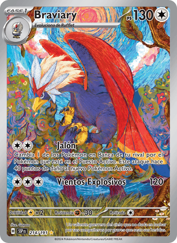 Braviary, carta 214 de Chispas Fulgurantes