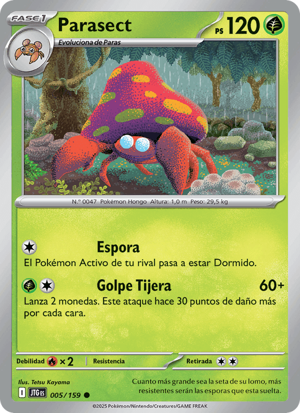 Parasect, carta 005 di Juntos de Aventuras