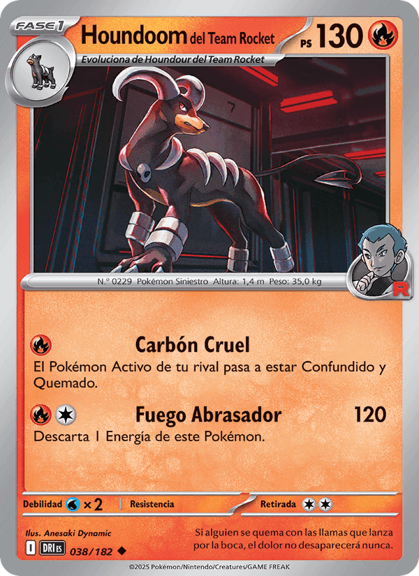 Houndoom del Team Rocket, card 038 from Rivales Predestinados