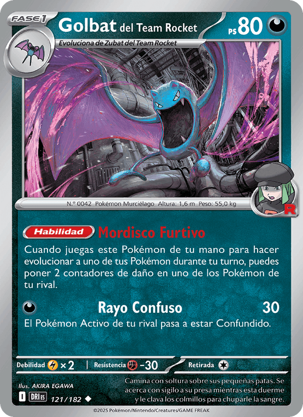 Golbat del Team Rocket, card 121 from Rivales Predestinados
